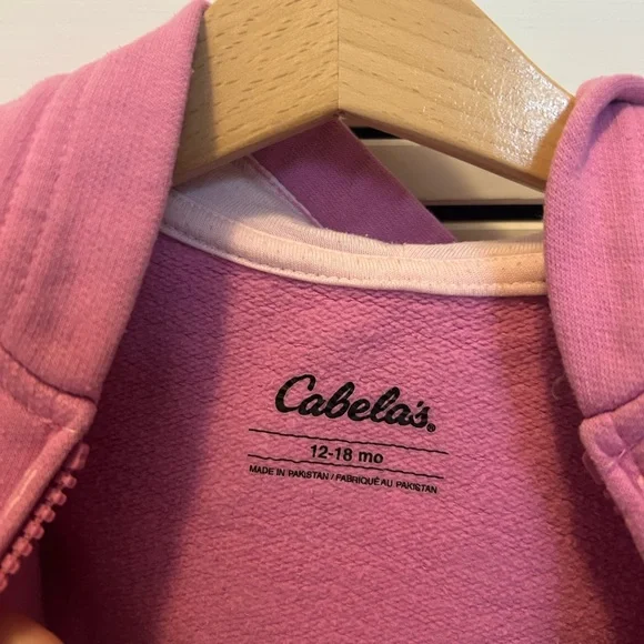 Cabelas pink zip up hooded jacket size 12-18 months - Picture 4 of 5